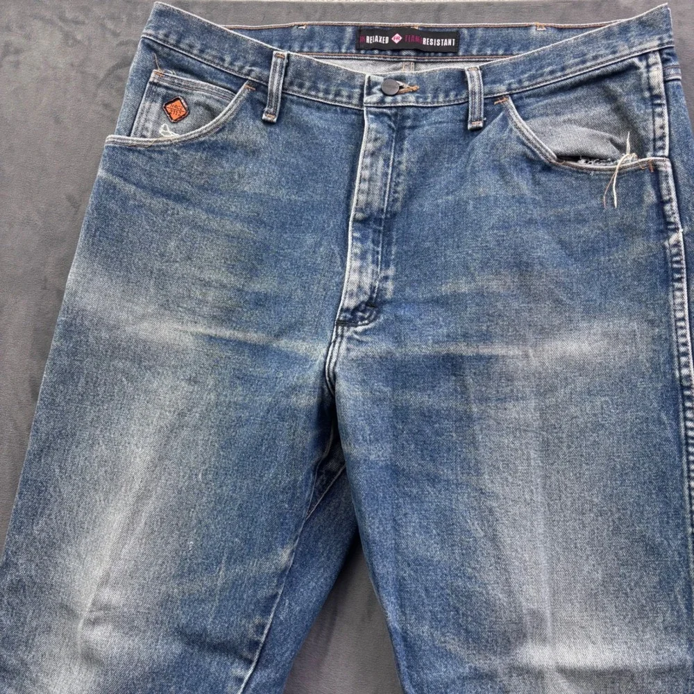 Wrangler FR Flame Resistant Relaxed Fit Jeans Mens 38x34 Blue Denim FR31MWZ